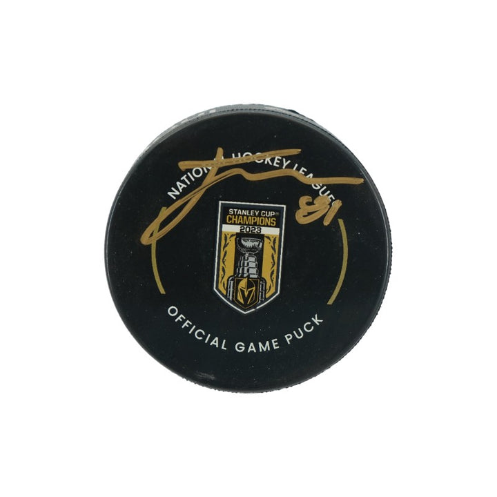 Jonathan Marchessault Las Vegas Golden Knights Autographed Banner Night Official Game Puck Fanatics Auth