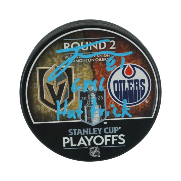 Jonathan Marchessault Las Vegas Golden Knights Autographed Inscribed Stanley Cup Playoffs Round 2 Logo Puck Fanatics Auth