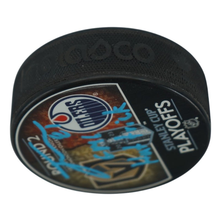 Jonathan Marchessault Las Vegas Golden Knights Autographed Inscribed Stanley Cup Playoffs Round 2 Logo Puck Fanatics Auth
