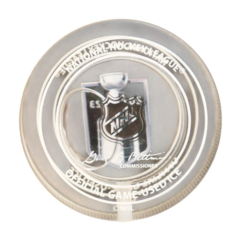 Las Vegas Golden Knights 2023 Stanley Cup Game Used Ice Crystal Hockey Puck Fanatics Auth