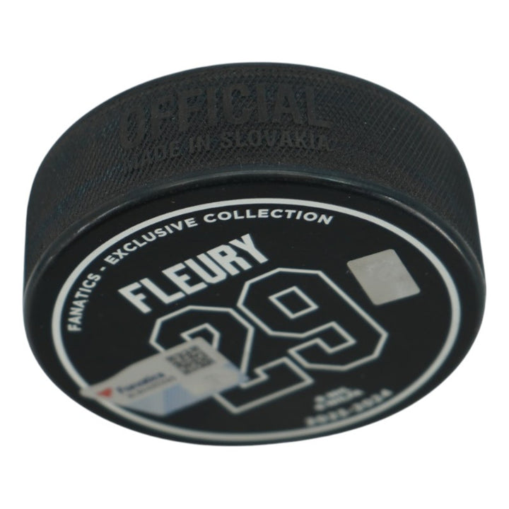 Marc Andre Fleury Minnesota Wild Autographed 2nd All Time Wins Puck LE 14/129 Fanatics Auth