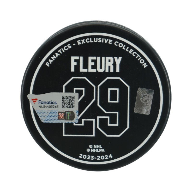 Marc Andre Fleury Minnesota Wild Autographed 2nd All Time Wins Puck LE 14/129 Fanatics Auth