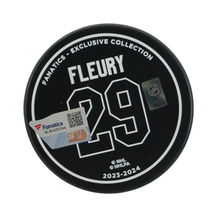 Marc Andre Fleury Minnesota Wild Autographed 2nd All Time Wins Puck LE 41/129 Fanatics Auth