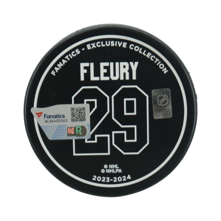 Marc Andre Fleury Minnesota Wild Autographed 2nd All Time Wins Puck LE 83/129 Fanatics Auth