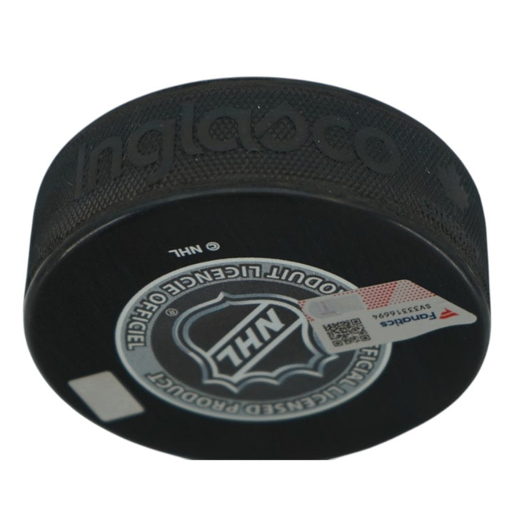 Marc Andre Fleury Pittsburgh Penguins Autographed 2003 Draft Logo Puck Fanatics Auth