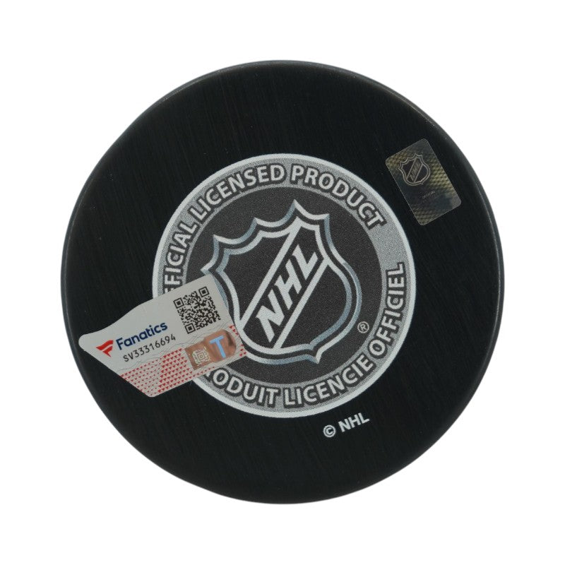 Marc Andre Fleury Pittsburgh Penguins Autographed 2003 Draft Logo Puck Fanatics Auth
