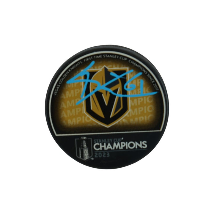 Mark Stone Las Vegas Golden Knights Autographed Stanley Cup Logo Puck Fanatics Auth