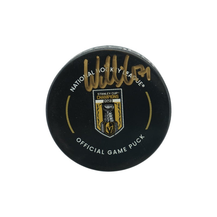William Karlsson Las Vegas Golden Knights Autographed Banner Night Official Game Puck Fanatics Auth