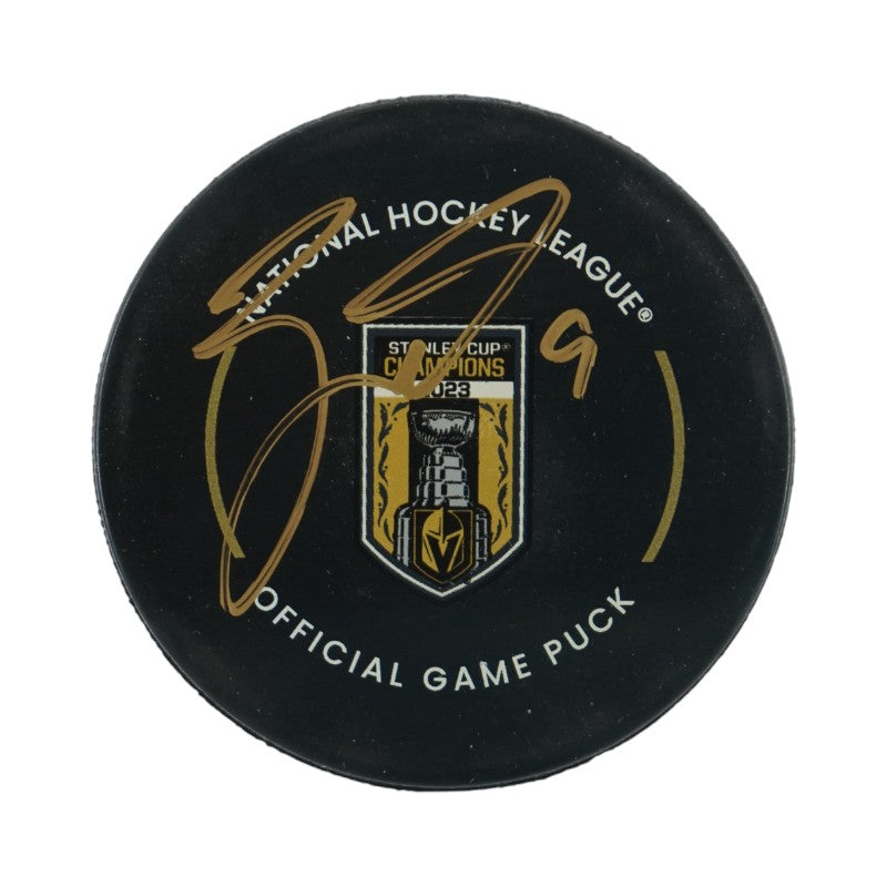 Jack Eichel Las Vegas Golden Knights Autographed Banner Night Official Game Puck Fanatics Auth