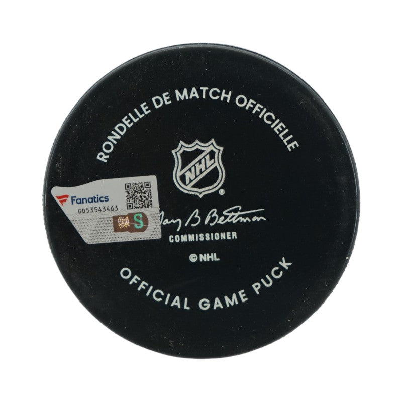 Jack Eichel Las Vegas Golden Knights Autographed Banner Night Official Game Puck Fanatics Auth