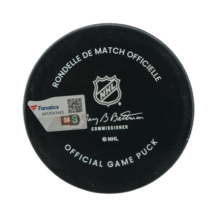 Jack Eichel Las Vegas Golden Knights Autographed Banner Night Official Game Puck Fanatics Auth