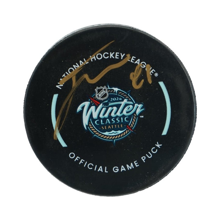 Jonathan Marchessault Las Vegas Golden Knights Autographed 2024 Winter Classic Official Game Puck Fanatics Auth