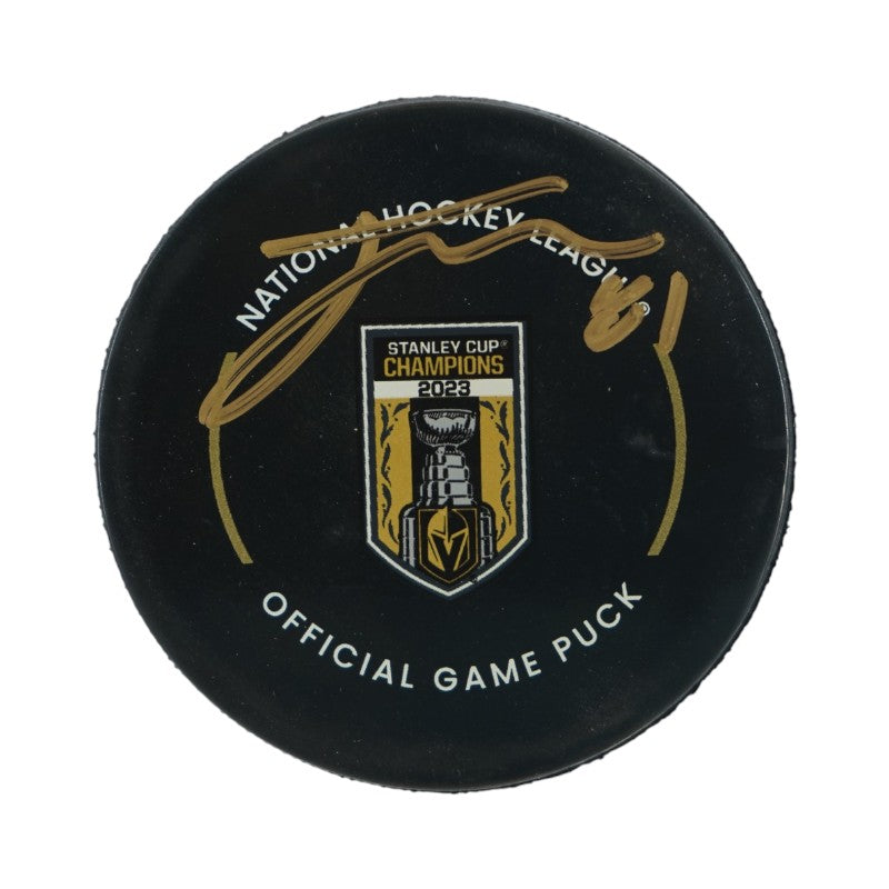 Jonathan Marchessault Las Vegas Golden Knights Autographed Banner Night Official Game Puck Fanatics Auth