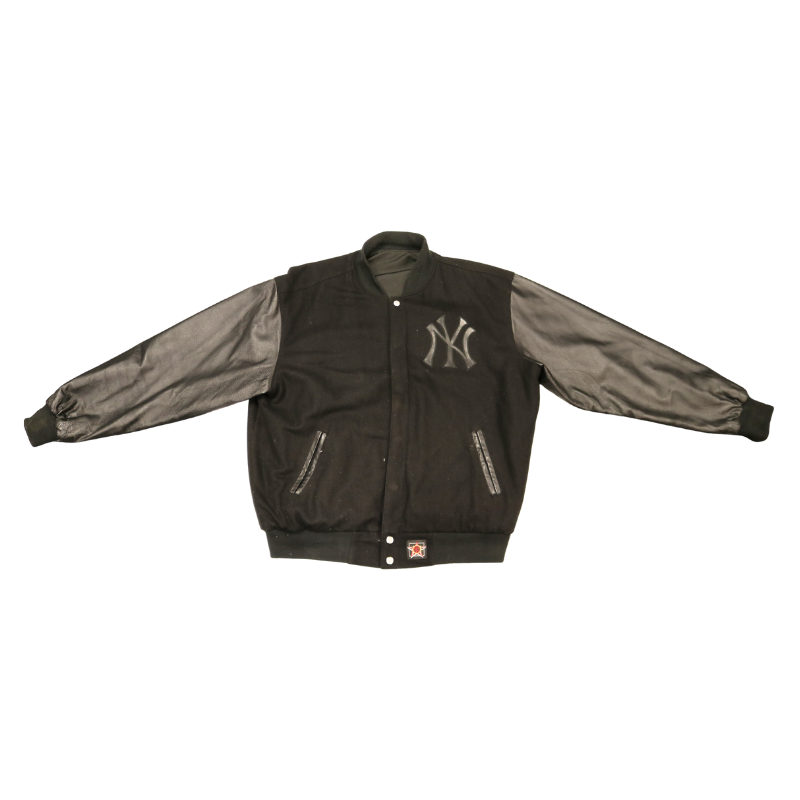 New York Yankees Black Reversible Wool Varsity Jacket Size XL JH Designs