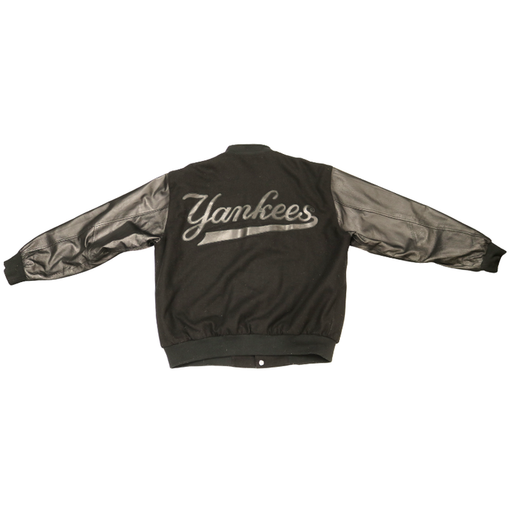 New York Yankees Black Reversible Wool Varsity Jacket Size XL JH Designs
