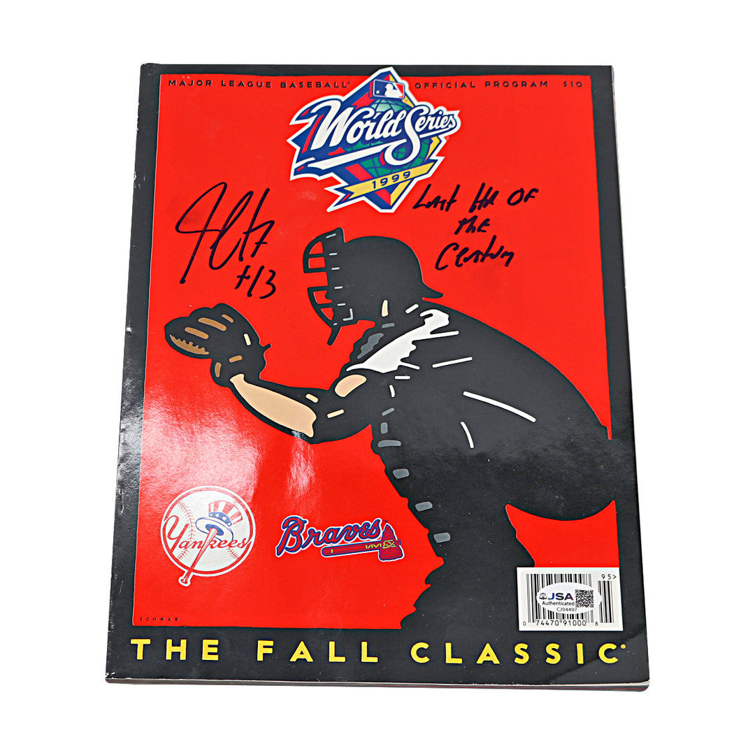 Jim Leyritz Yankees Autographed Inscribed 1999 World Series Program JSA COA