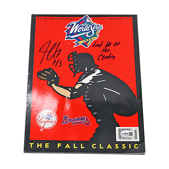 Jim Leyritz Yankees Autographed Inscribed 1999 World Series Program JSA COA