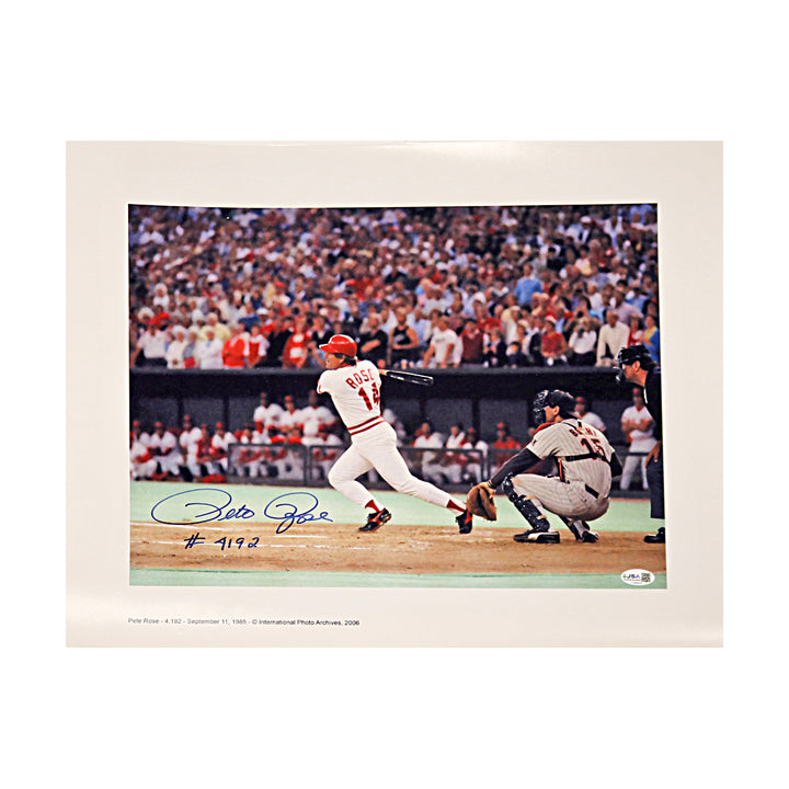 Pete Rose Cincinnati Reds Autographed Inscribed 16x20 Photo JSA COA