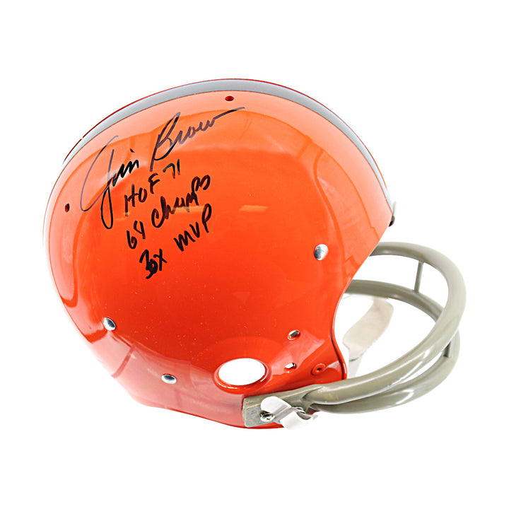 Jim Brown Cleveland Browns Autographed Inscribed Authentic Suspension Helmet Fanatics Auth