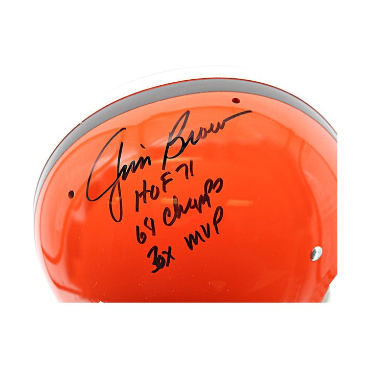Jim Brown Cleveland Browns Autographed Inscribed Authentic Suspension Helmet Fanatics Auth