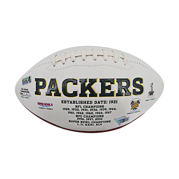 Aaron Rodgers Brett Favre Green Bay Packers Autographed White Panel Football Fanatics Auth