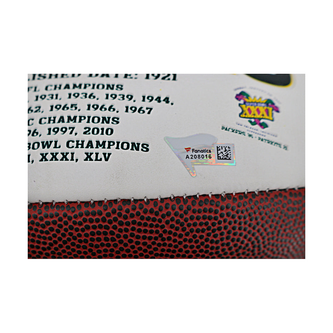 Aaron Rodgers Brett Favre Green Bay Packers Autographed White Panel Football Fanatics Auth