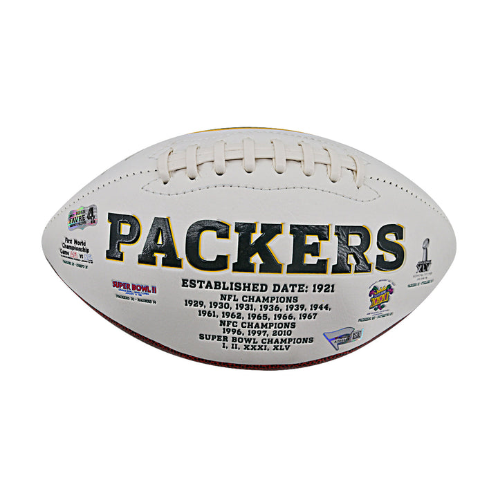 Aaron Rodgers Brett Favre Green Bay Packers Autographed White Panel Football Fanatics Auth