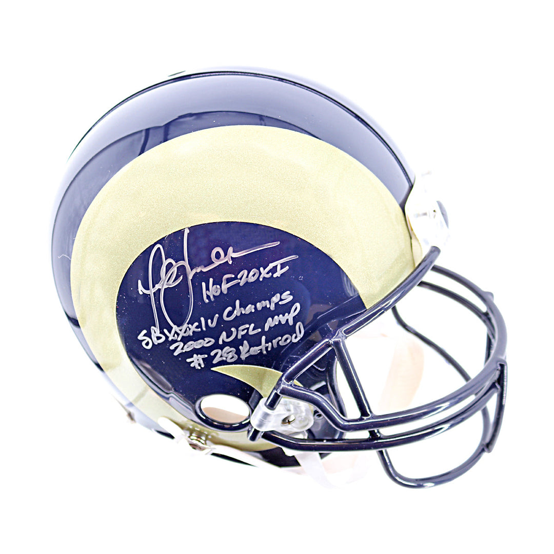 Marshall Faulk Los Angeles Rams Autographed Inscribed VSR-4 Proline Authentic Helmet LE /28 Fanatics Auth