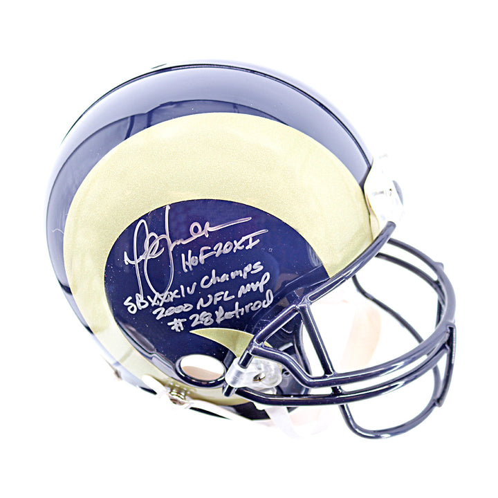 Marshall Faulk Los Angeles Rams Autographed Inscribed VSR-4 Proline Authentic Helmet LE /28 Fanatics Auth
