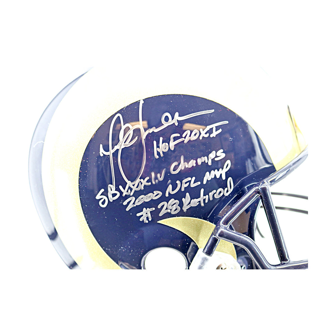 Marshall Faulk Los Angeles Rams Autographed Inscribed VSR-4 Proline Authentic Helmet LE /28 Fanatics Auth