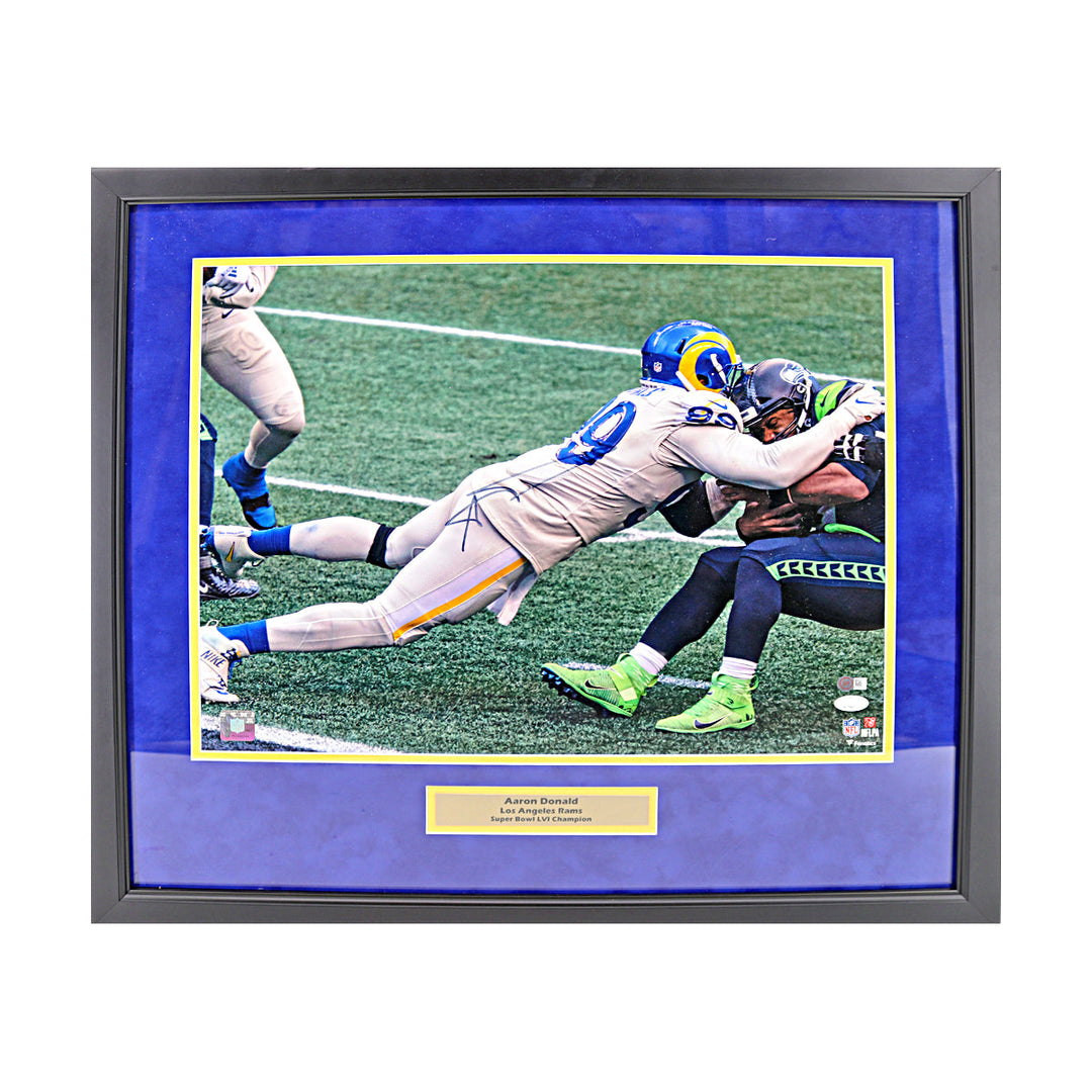 Aaron Donald Los Angeles Rams Autographed Framed 16x20 Photo JSA COA