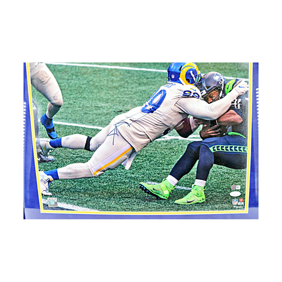 Aaron Donald Los Angeles Rams Autographed Framed 16x20 Photo JSA COA
