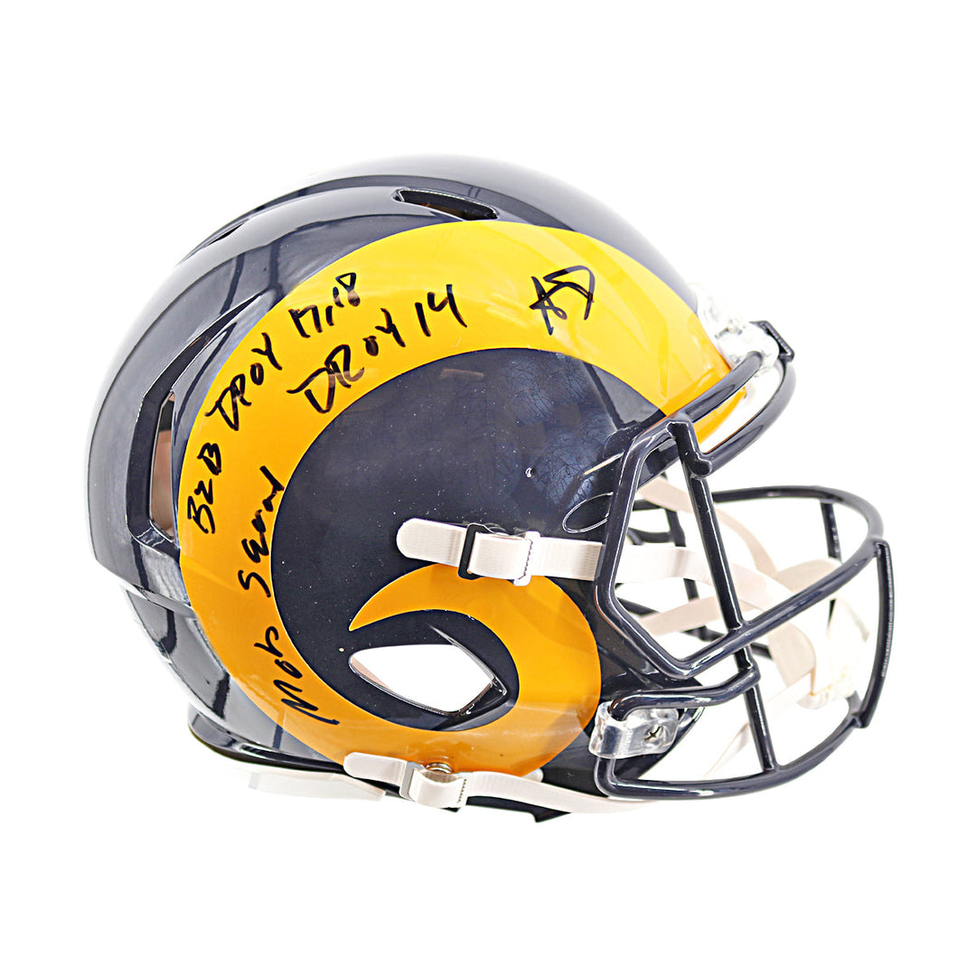 Aaron Donald Los Angeles Rams Autographed Inscribed Speed Authentic Helmet JSA Holo