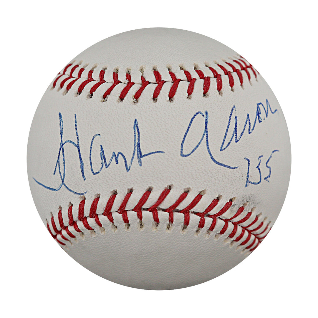 Hank Aaron Atlanta Braves Autographed Inscribed OMLB Baseball Sports Memorabilia Auth