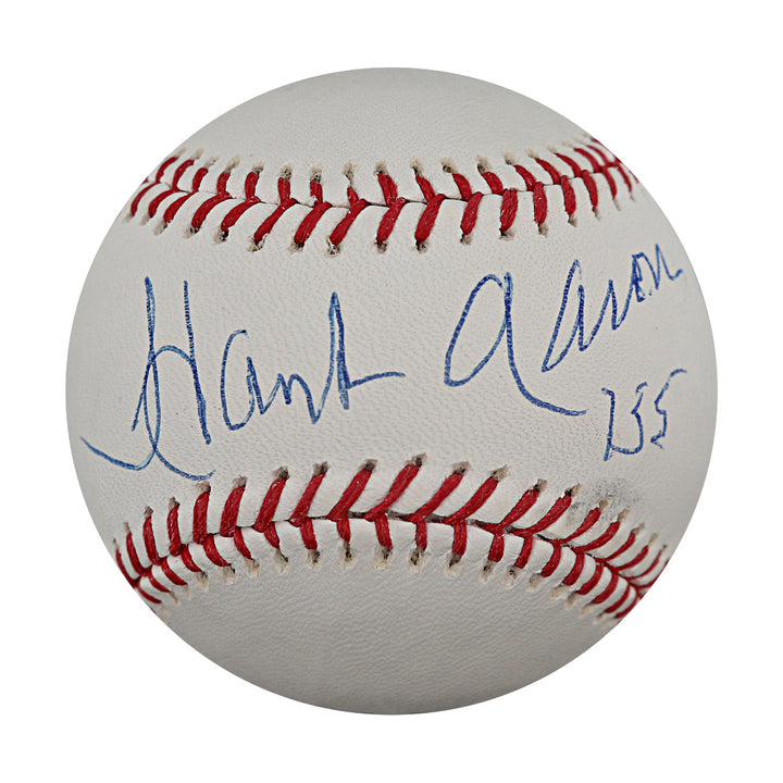 Hank Aaron Atlanta Braves Autographed Inscribed OMLB Baseball Sports Memorabilia Auth