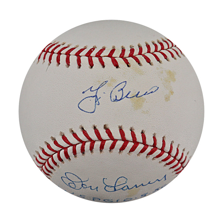 Yogi Berra Don Larsen Autographed Inscribed OMLB Baseball JSA Auth