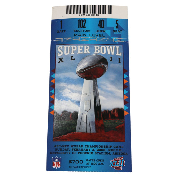 Super Bowl XLII Giants vs. Patriots Ticket, Lanyard, & Guest Guide Set