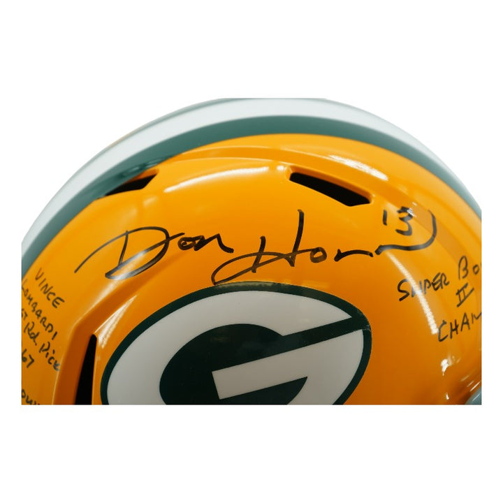 Don Horn Green Bay Packers Autographed Inscribed Full-Size Replica Helmet Beckett Auth