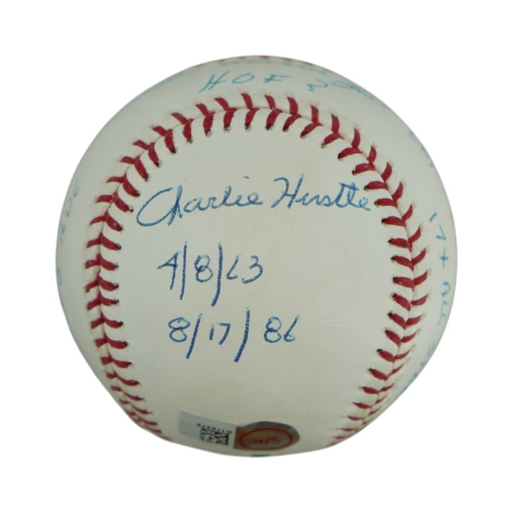 Pete Rose Cincinnati Reds Autographed Inscribed Stat OMLB Baseball SM Auth