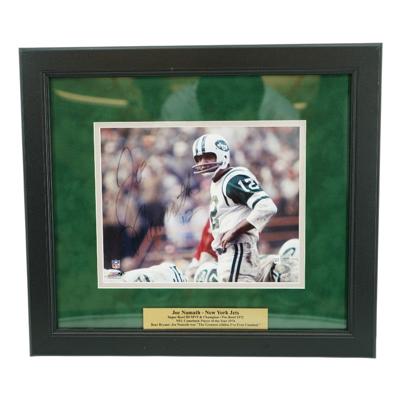 Joe Namath New York Jets Autographed Framed 8x10 Photo SM COA/ Namath Holo