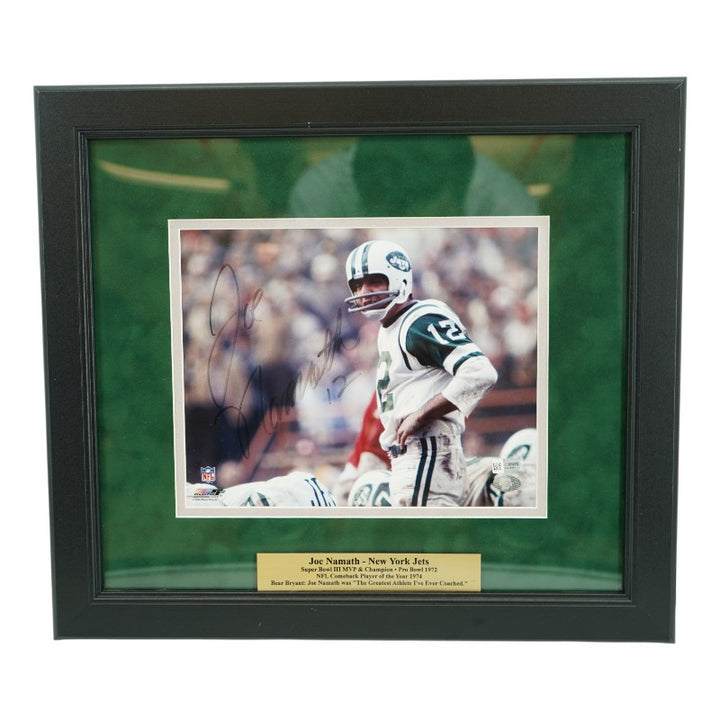Joe Namath New York Jets Autographed Framed 8x10 Photo SM COA/ Namath Holo