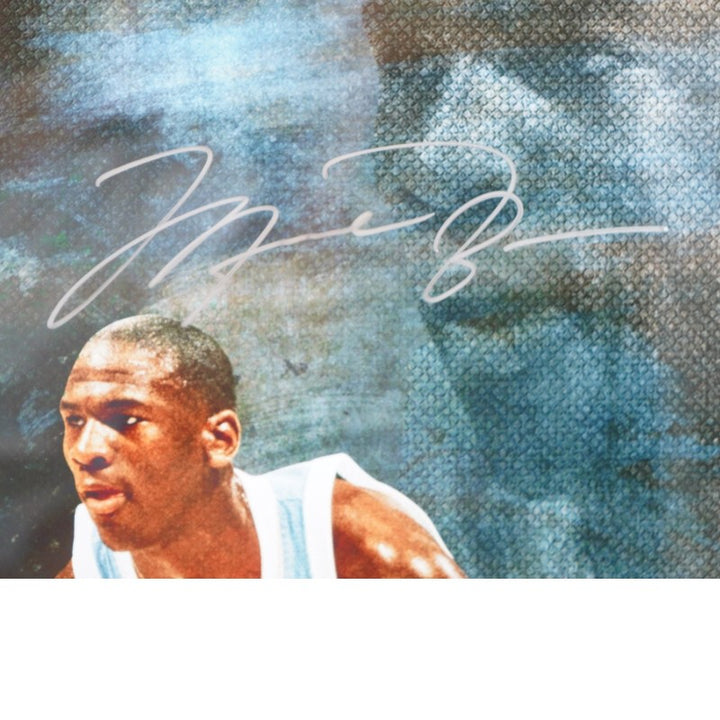Michael Jordan Magic Johnson Autographed Framed 16x24 Photo UDA COA