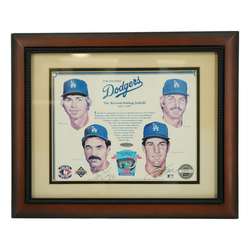 Russell Cey Lopes Garvey Los Angeles Dodgers Autographed 8x10 Photo Upper Deck Holo