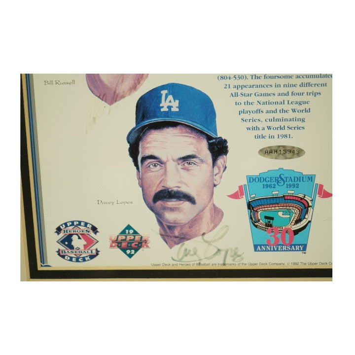 Russell Cey Lopes Garvey Los Angeles Dodgers Autographed 8x10 Photo Upper Deck Holo