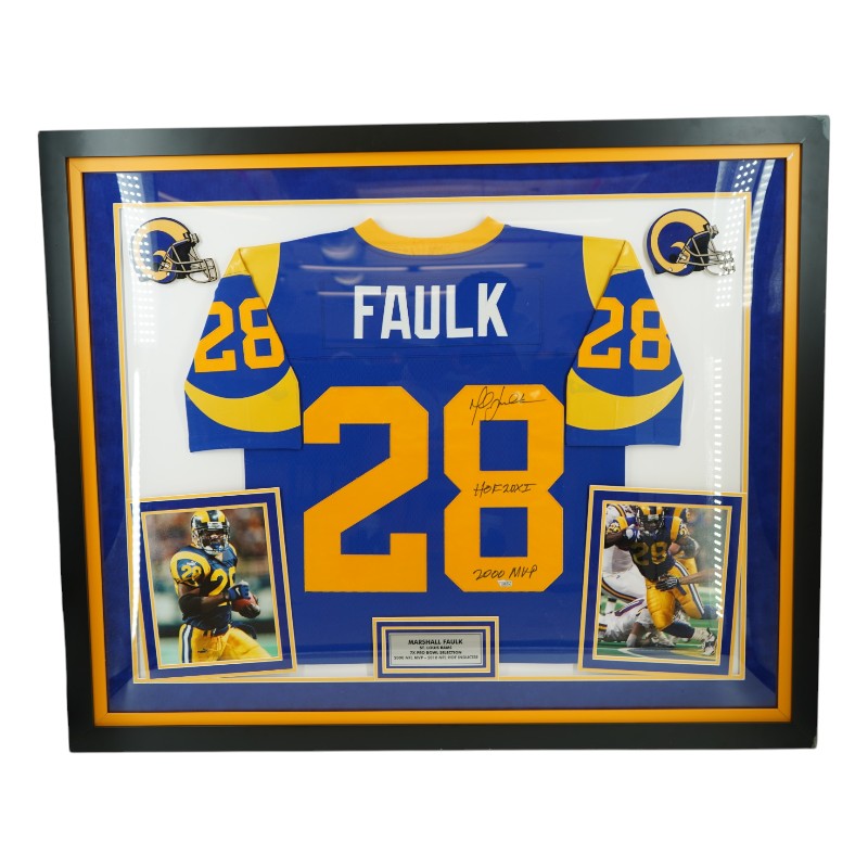Marshall Faulk Los Angeles Rams Autographed Inscribed Framed Jersey Fanatics Auth