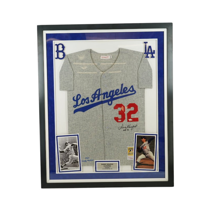 Sandy Koufax Los Angeles Dodgers Autographed Inscribed Framed Road Jersey Fanatics Auth