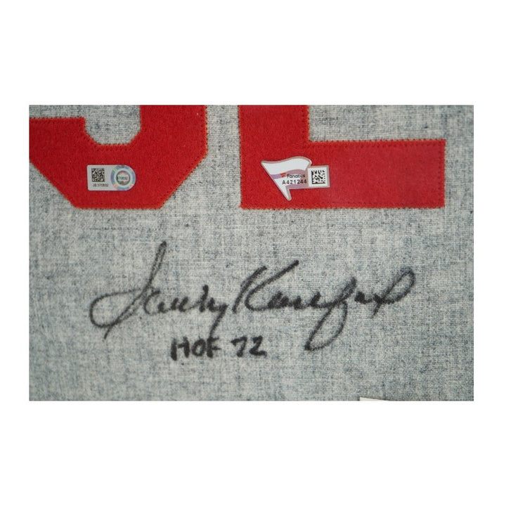 Sandy Koufax Los Angeles Dodgers Autographed Inscribed Framed Road Jersey Fanatics Auth