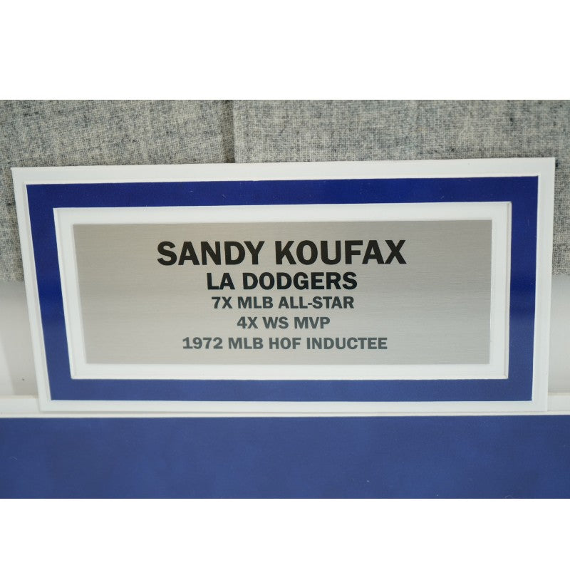 Sandy Koufax Los Angeles Dodgers Autographed Inscribed Framed Road Jersey Fanatics Auth