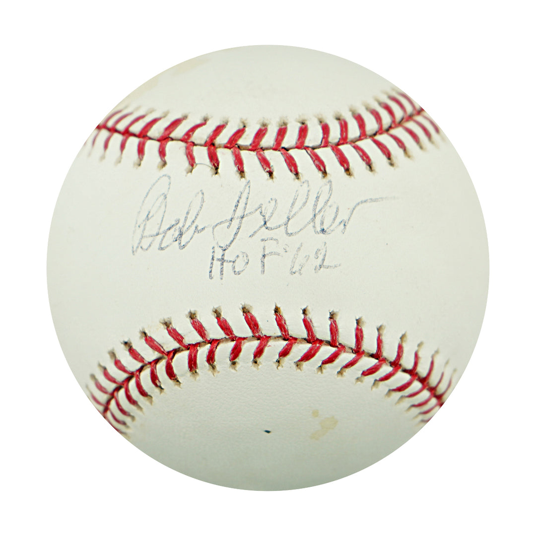 Bob Feller Cleveland Indians Autographed Inscribed HOF OMLB Baseball JSA COA