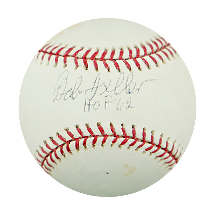 Bob Feller Cleveland Indians Autographed Inscribed HOF OMLB Baseball JSA COA
